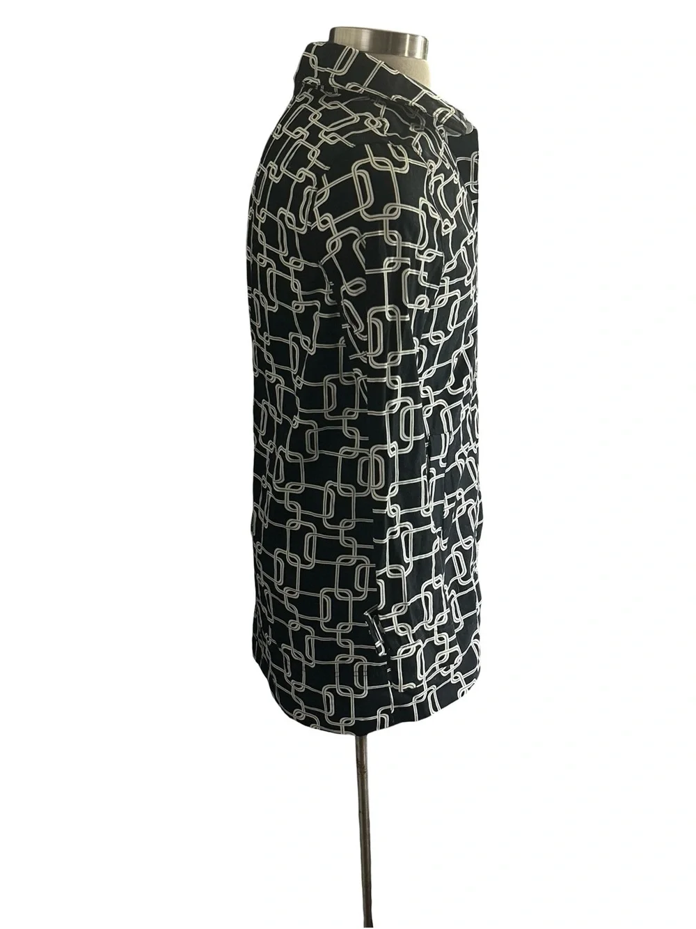 George ME Mark Eisen Geometric Turn Lock Trench Coat Jacket Women Sz M 8 10